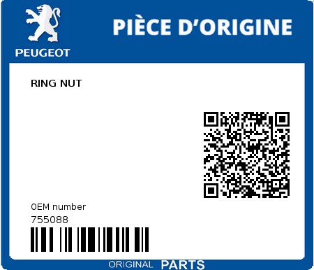 Product image: Peugeot - 755088 - RING NUT 