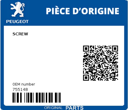 Product image: Peugeot - 755148 - SCREW  0