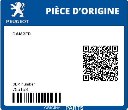 Product image: Peugeot - 755153 - DAMPER  0