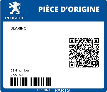 Product image: Peugeot - 755193 - BEARING 