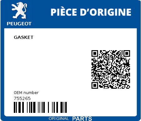 Product image: Peugeot - 755265 - GASKET  0