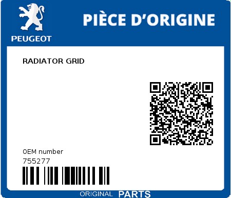 Product image: Peugeot - 755277 - RADIATOR GRID  0