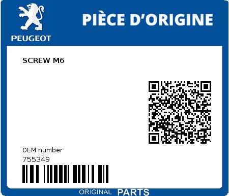 Product image: Peugeot - 755349 - SCREW M6  0