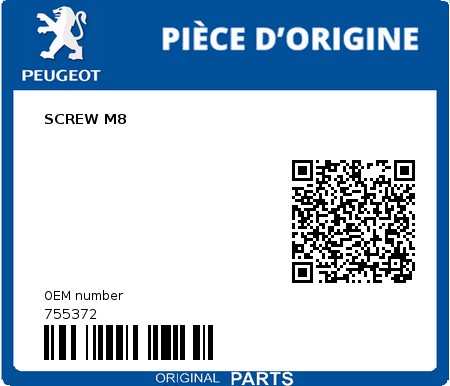 Product image: Peugeot - 755372 - SCREW M8  0