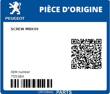 Product image: Peugeot - 755384 - SCREW M8X49  0