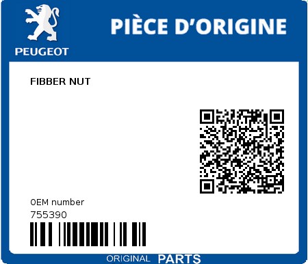 Product image: Peugeot - 755390 - FIBBER NUT  0