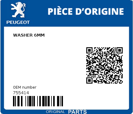 Product image: Peugeot - 755414 - WASHER 6MM  0