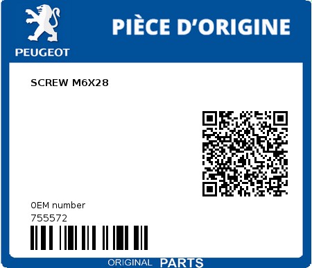 Product image: Peugeot - 755572 - SCREW M6X28  0