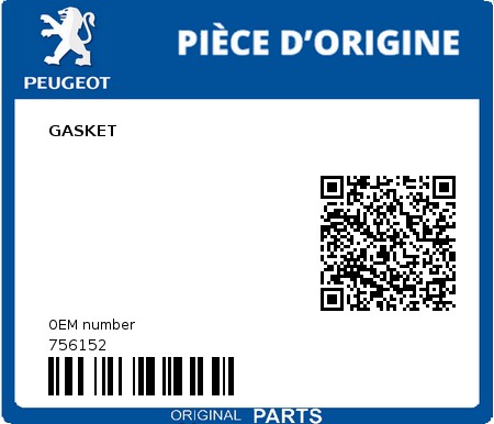 Product image: Peugeot - 756152 - GASKET  0