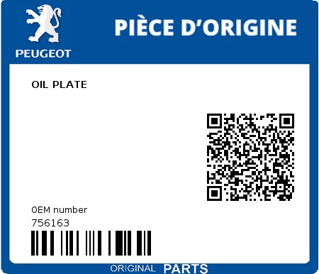 Product image: Peugeot - 756163 - OIL PLATE  0