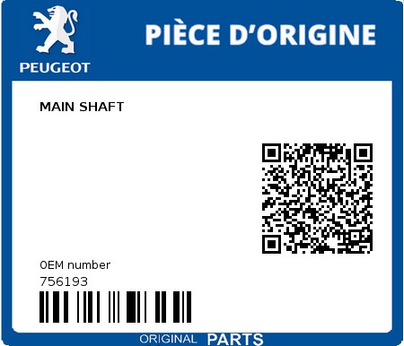 Product image: Peugeot - 756193 - MAIN SHAFT  0