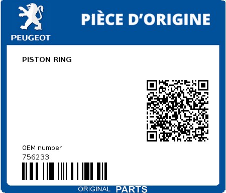 Product image: Peugeot - 756233 - PISTON RING  0