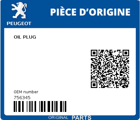 Product image: Peugeot - 756345 - OIL PLUG  0