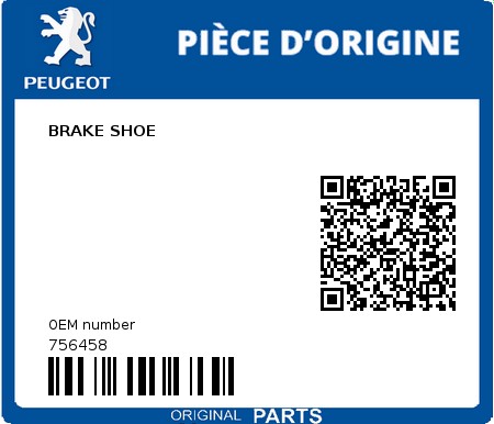 Product image: Peugeot - 756458 - BRAKE SHOE 