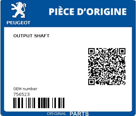 Product image: Peugeot - 756523 - OUTPUT SHAFT  0