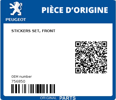 Product image: Peugeot - 756850 - STICKERS SET, FRONT  0