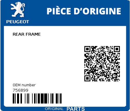 Product image: Peugeot - 756899 - REAR FRAME  0