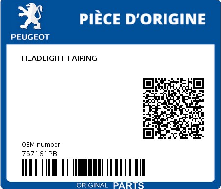 Product image: Peugeot - 757161PB - HEADLIGHT FAIRING  0