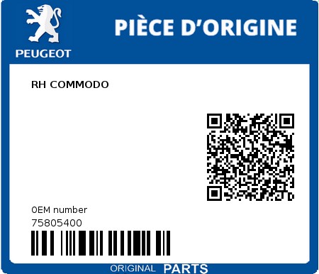 Product image: Peugeot - 75805400 - RH COMMODO  0