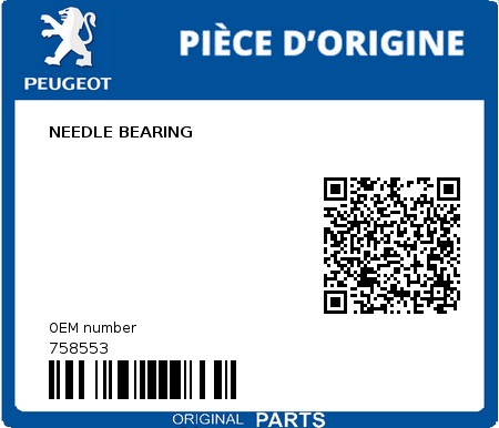 Product image: Peugeot - 758553 - NEEDLE BEARING  0