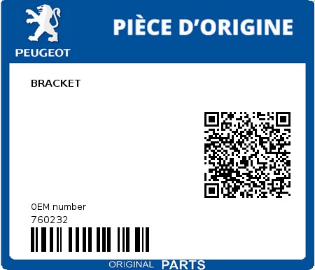 Product image: Peugeot - 760232 - BRACKET  0
