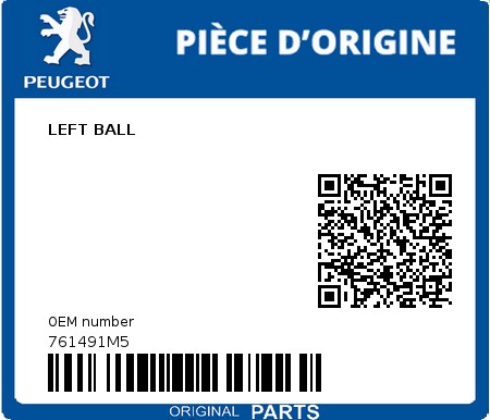 Product image: Peugeot - 761491M5 - LEFT BALL  0