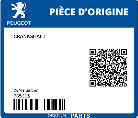 Product image: Peugeot - 765605 - CRANKSHAFT  0