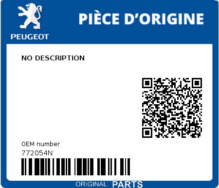 Product image: Peugeot - 772054N - NO DESCRIPTION  0