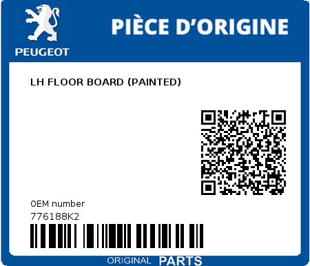 Product image: Peugeot - 776188K2 - LH FLOOR BOARD (PAINTED)  0