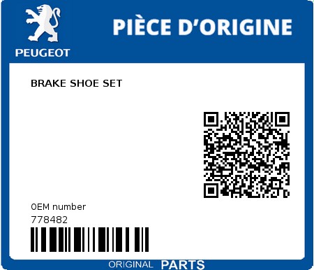 Product image: Peugeot - 778482 - BRAKE SHOE SET  0