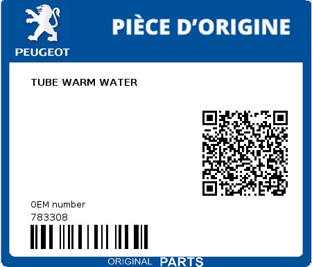 Product image: Peugeot - 783308 - TUBE WARM WATER 