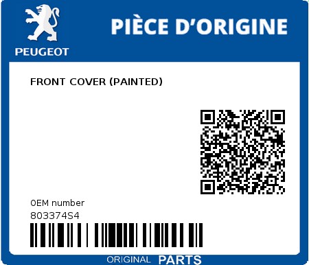 Product image: Peugeot - 803374S4 - FRONT COVER (PAINTED)  0