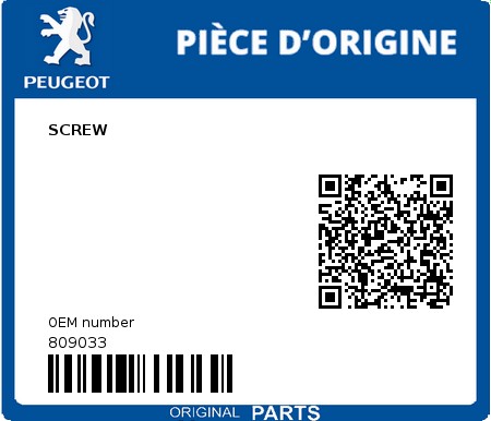 Product image: Peugeot - 809033 - SCREW  0