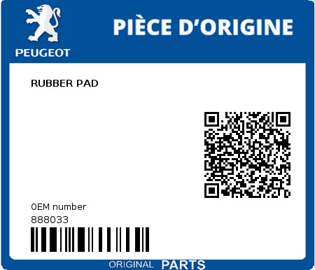 Product image: Peugeot - 888033 - RUBBER PAD 