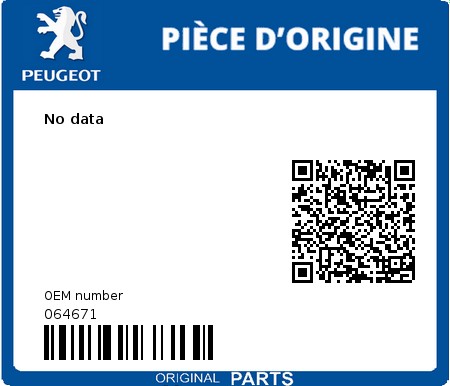 Product image: Peugeot - 064671 - No data  0