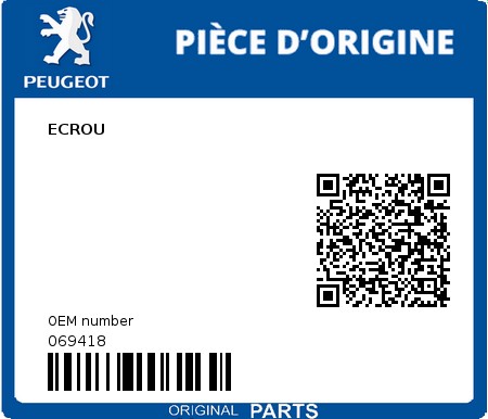 Product image: Peugeot - 069418 - ECROU  0