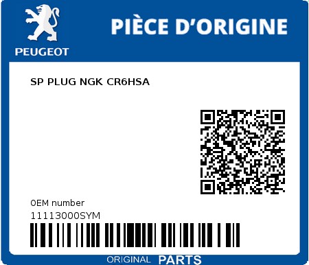 Product image: Peugeot - 11113000SYM - SP PLUG NGK CR6HSA  0