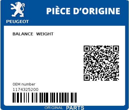 Product image: Peugeot - 1174325200 - BALANCE  WEIGHT  0