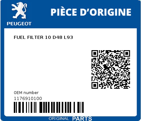 Product image: Peugeot - 1176910100 - FUEL FILTER 10 D48 L93  0