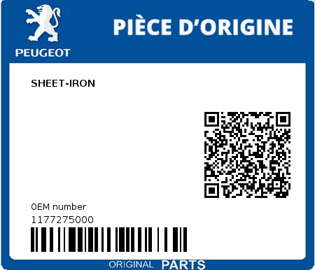 Product image: Peugeot - 1177275000 - SHEET-IRON  0