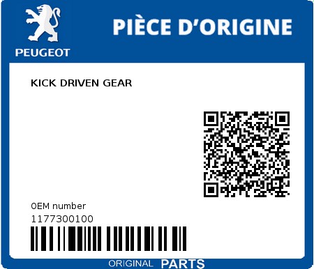 Product image: Peugeot - 1177300100 - KICK DRIVEN GEAR  0