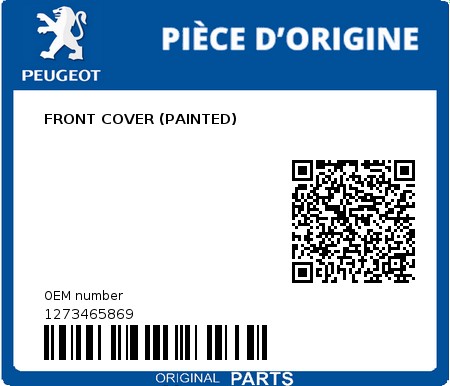 Product image: Peugeot - 1273465869 - FRONT COVER (PAINTED)  0