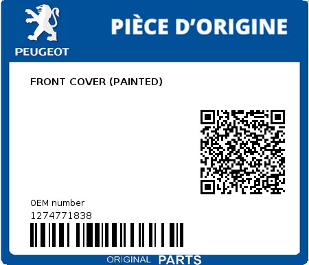 Product image: Peugeot - 1274771838 - FRONT COVER (PAINTED)  0