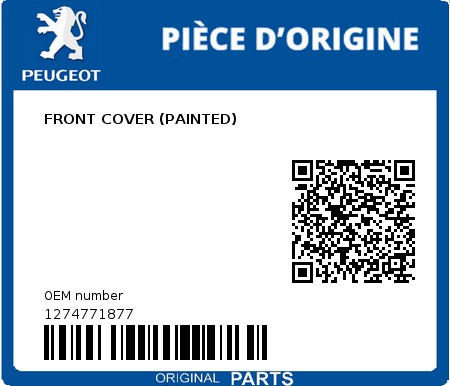 Product image: Peugeot - 1274771877 - FRONT COVER (PAINTED)  0