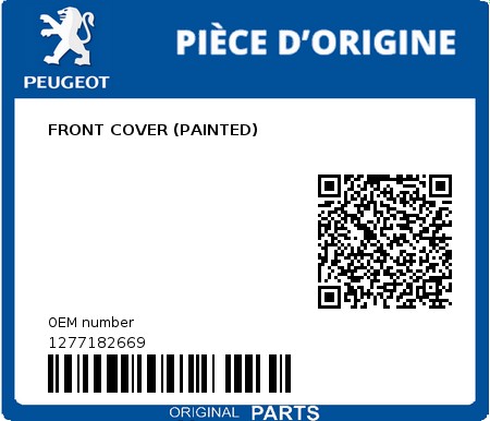 Product image: Peugeot - 1277182669 - FRONT COVER (PAINTED)  0