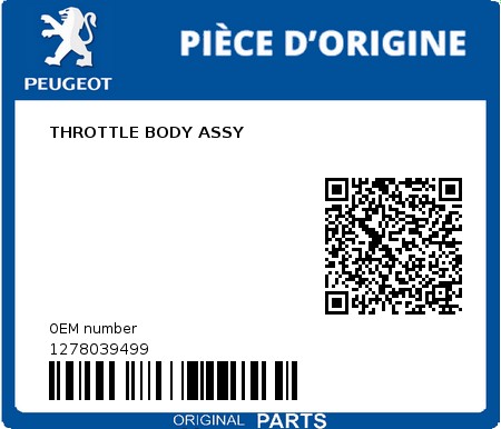 Product image: Peugeot - 1278039499 - THROTTLE BODY ASSY  0