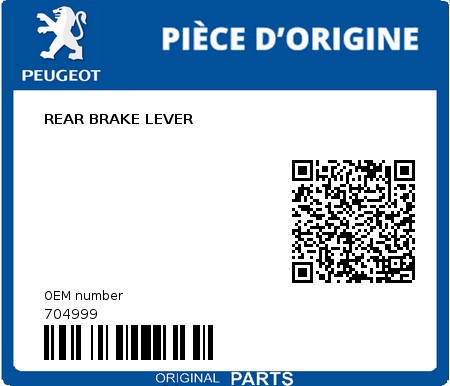 Product image: Peugeot - 704999 - REAR BRAKE LEVER  0