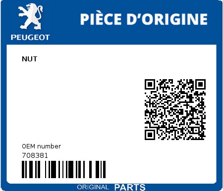 Product image: Peugeot - 708381 - NUT  0