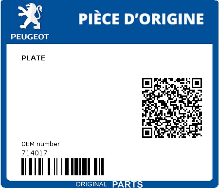 Product image: Peugeot - 714017 - PLATE  0