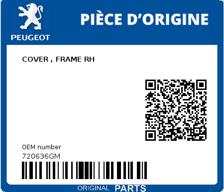 Product image: Peugeot - 720636GM - CAPOTAGE DROIT GM RAPIDO 3  0